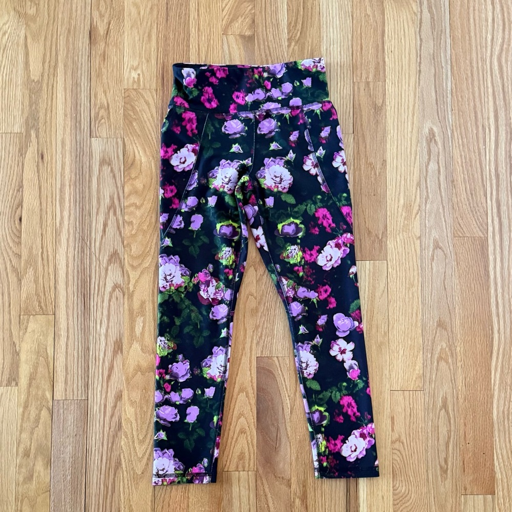 Old Navy Girls High-Waisted PowerSoft 7/8-Length Floral Leggings, Size M (8)